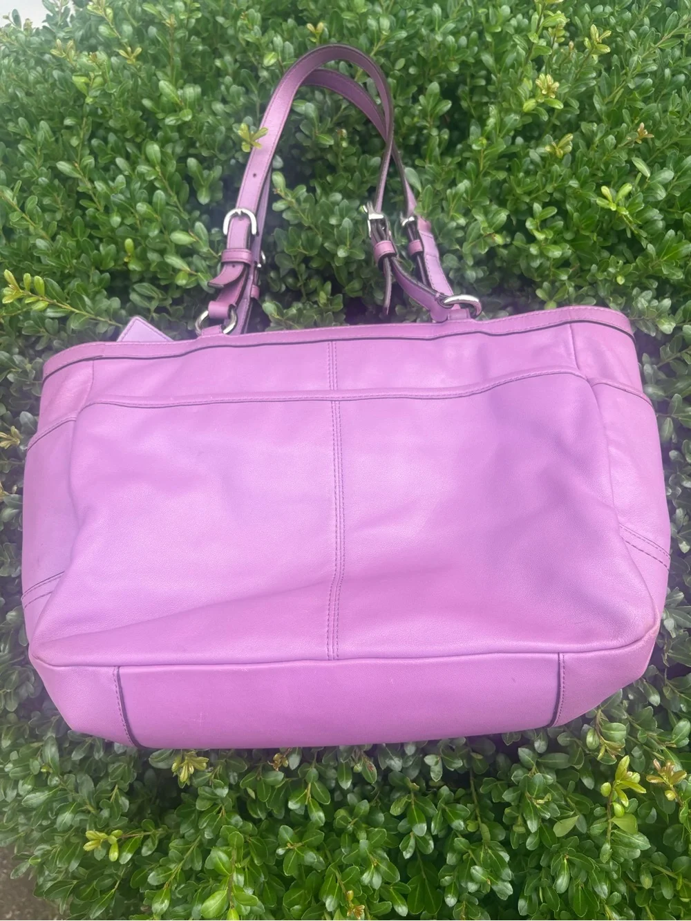 Coach Purple Leather Shoulder Tote